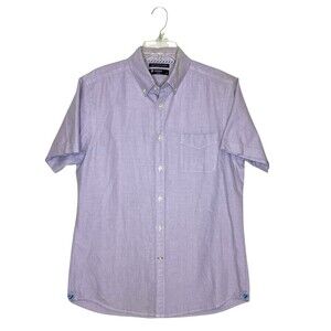 Cremieux Men’s Slim Fit Stretch Oxford‎ Button Up Purple Short Sleeve Large